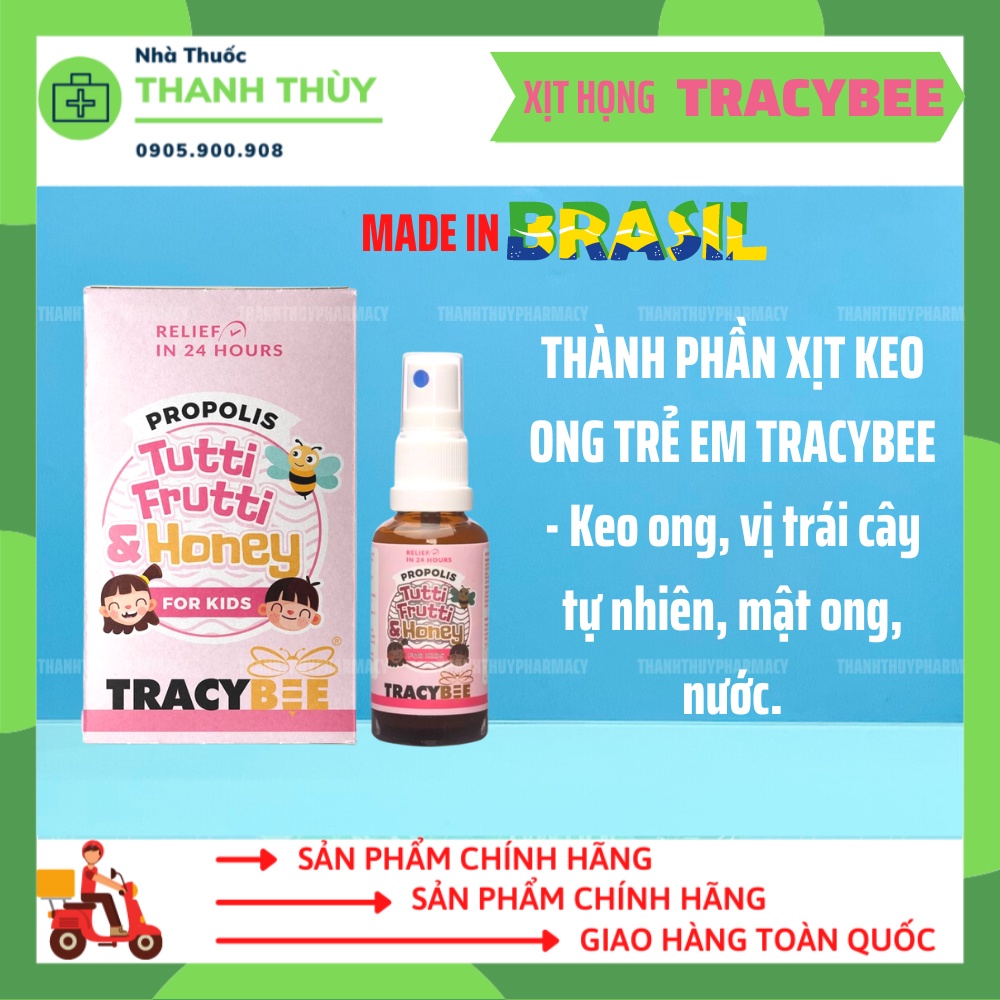 Keo Ong Xịt Họng Vị Trái Cây Cho Trẻ Em Tracybee Propolis  Giúp Giảm Ho, Viêm Họng Bé Khỏe Mạnh, Mẹ Hết Lo