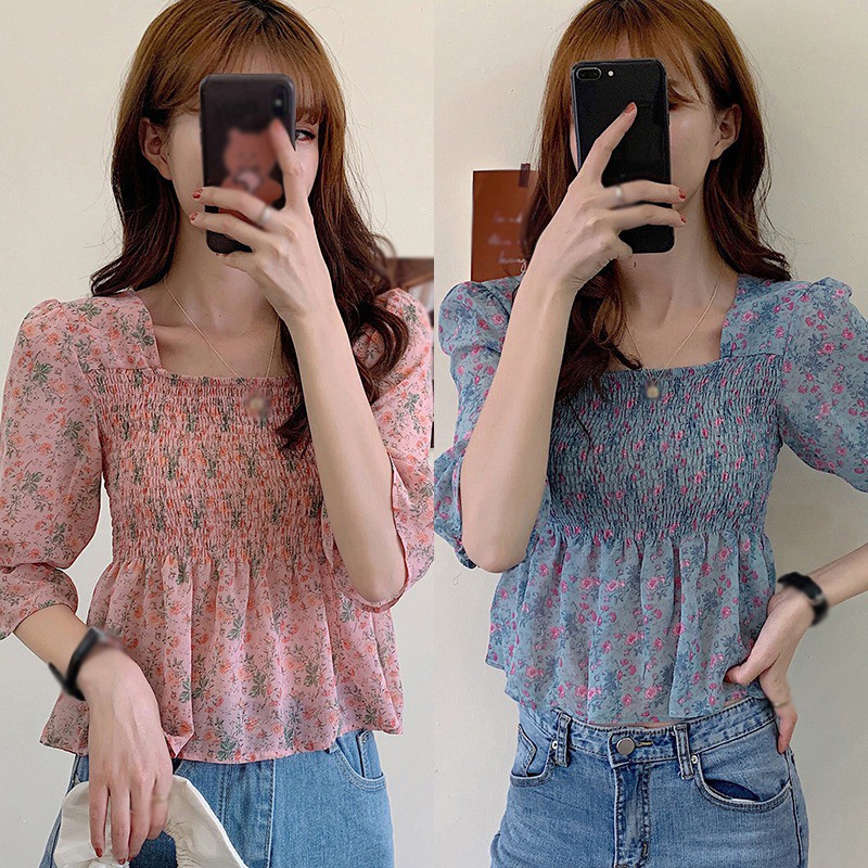 [Baywellfashion]Áo Sơ Mi Ngắn Tay In Hoa Kiểu Retro Pháp Thời Trang Mùa Hè Cho Nữ | BigBuy360 - bigbuy360.vn