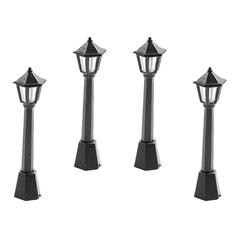Bộ 4 Mô Hình Đèn Đường Mini Dễ Thương Dùng Trang Trí Tiểu Cảnh / Nhà Búp Bê