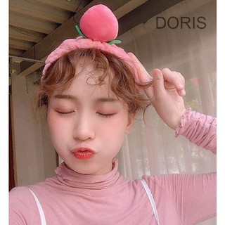 Băng đô rửa mặt Trái Đào Hồng vải bông nhung Siêu Mềm - DORIS HOUSE