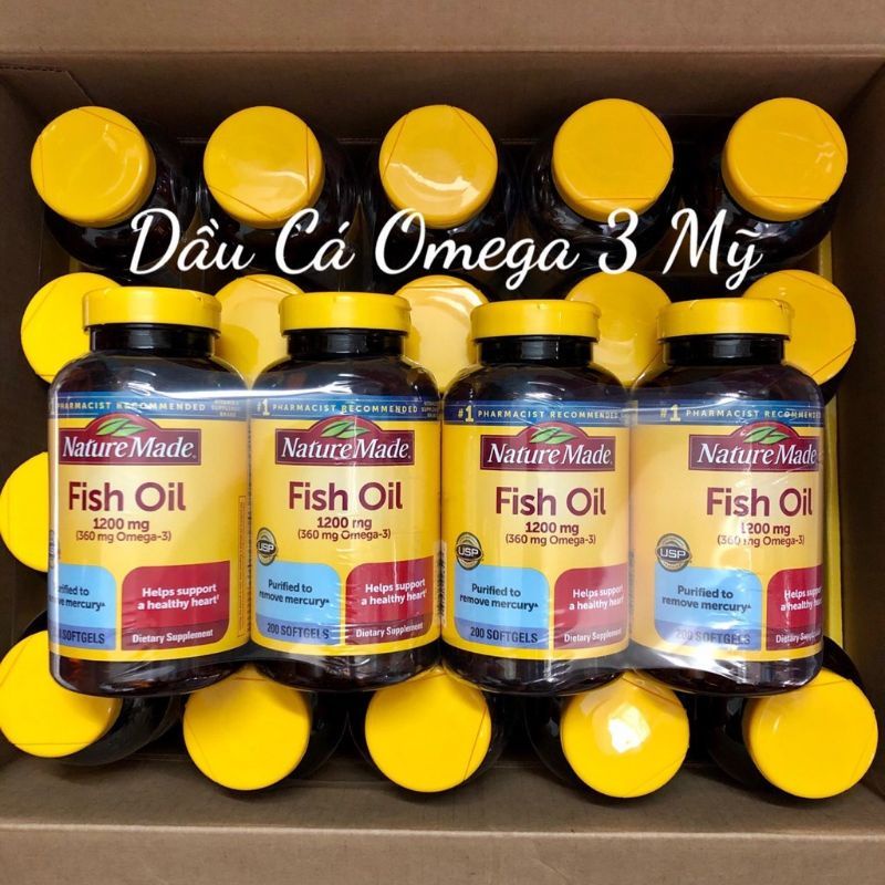 Viên Uống Dầu Cá Nature Made FISH OIL, hỗ trợ sức khỏe tim mạch, 200 viên
