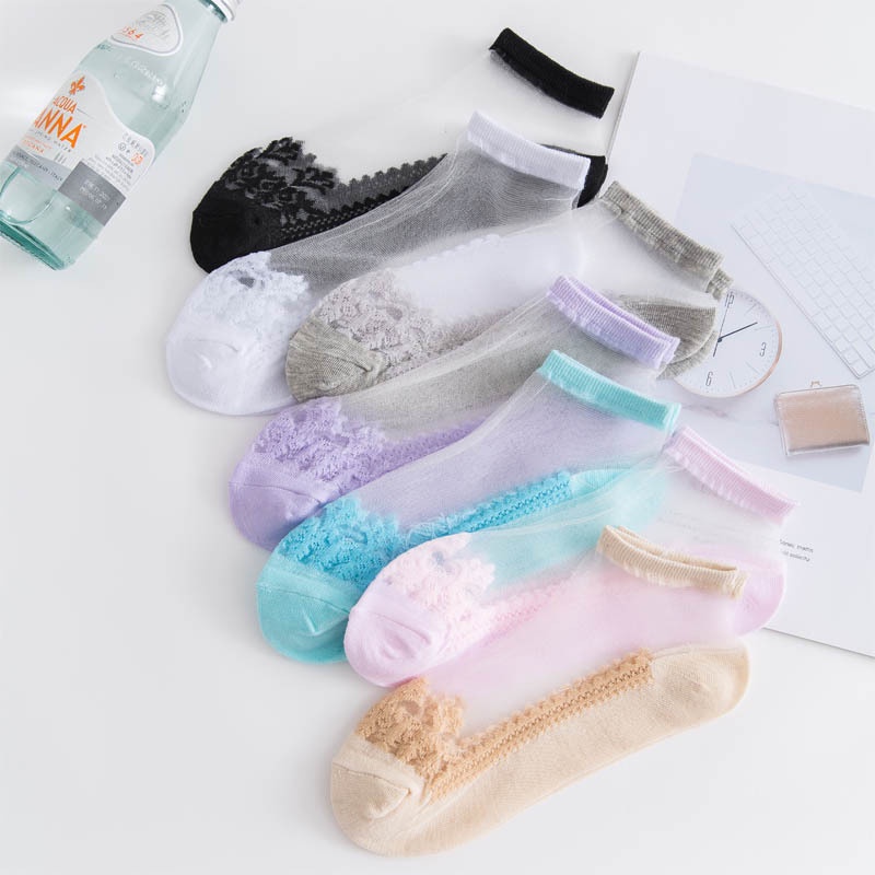 Bộ 5 Đôi Vớ Mặt Kính Mỏng Thoáng Khí Thời Trang Xuân Hè Nhật Bản Cho Nữ