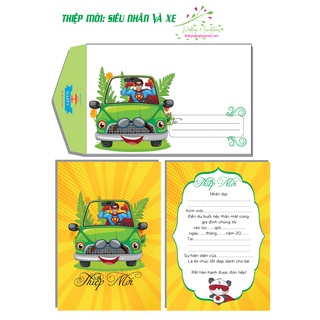 Combo 20 Thiệp mời sinh nhật, thiệp mời thôi nôi bé trai Superman