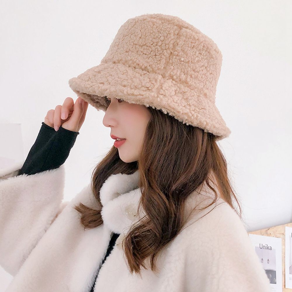 Nón lông cừu màu trơn gấp gọn linh hoạt phong cách Hàn Quốc thời trang thu đông cho nữ