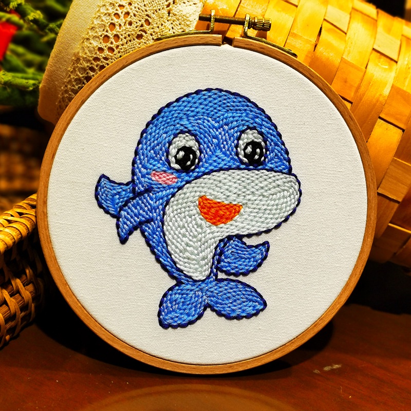 Bộ Dụng Cụ Thêu Thủ Công Hình Kỳ Lân Hoạt Hình 16cm