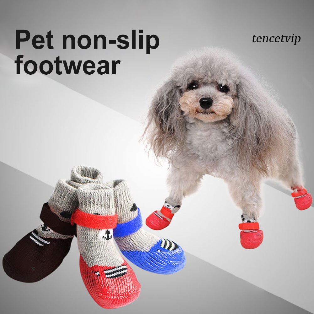 Set 4 Đôi Vớ Silicone Chống Trượt Cho Thú Cưng