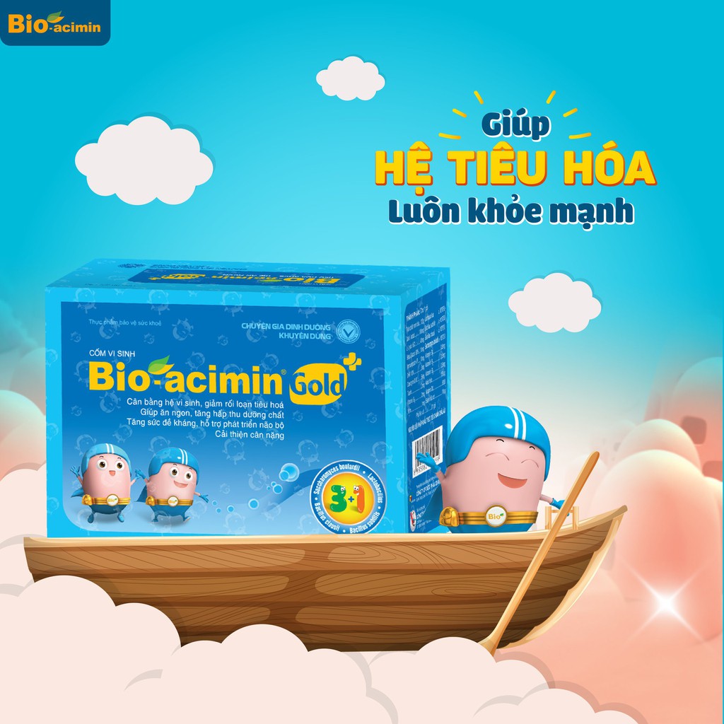 BIO-ACIMIN GOLD [Hộp 30 gói] - Cốm vi sinh ăn ngon dành cho bé biếng ăn, rối loạn tiêu hoá - Bioacimin