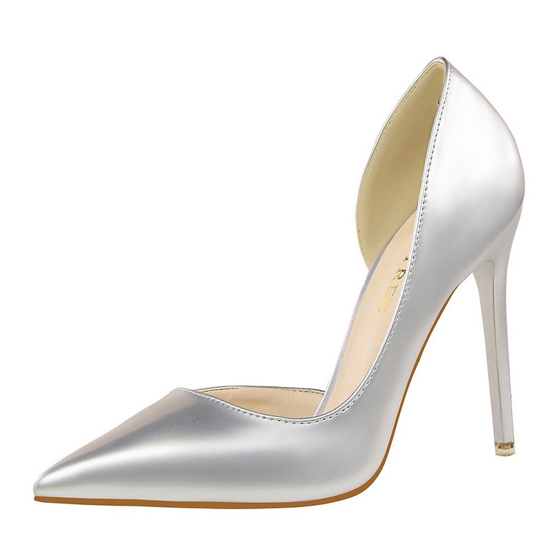 Giày BIGTREE Mall-638-5 gót cao 10.5cm mũi nhọn bằng da bóng phong cách Hàn Quốc cho nữ