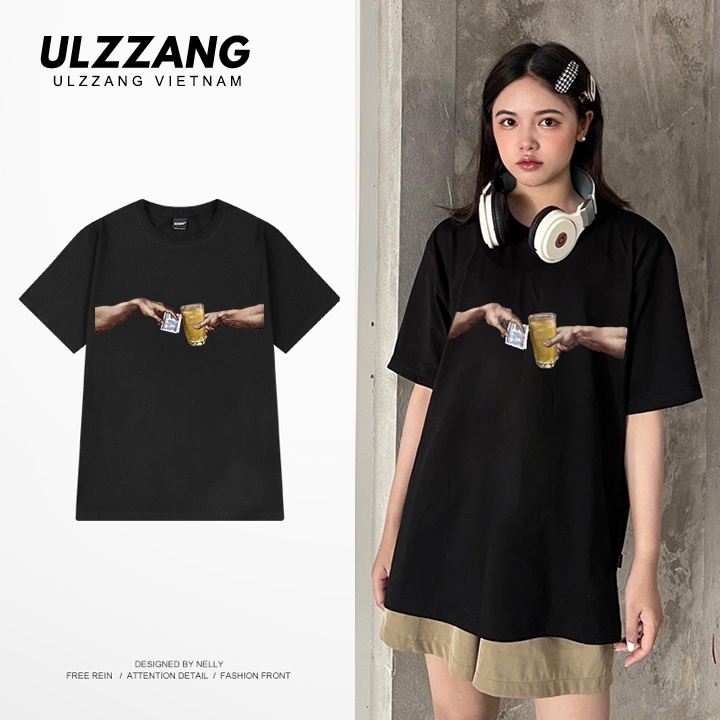 Áo thun nữ tay lỡ ULZZ ulzzang form dáng rộng Bàn Tay Trà Đá