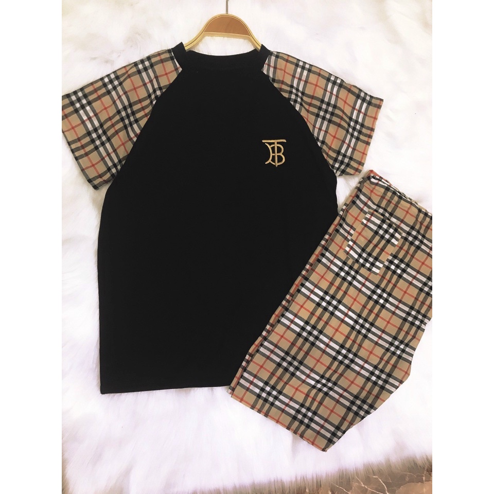 Đồ Bộ Bầu❤️Đồ Bộ Sau Sinh Tiện Lợi Thời Trang - Mẫu Đùi kẻ pha - Chất Cotton Đẹp