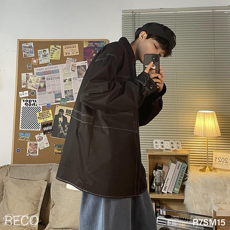 Áo sơ mi nam nữ Hàn Quốc cao cấp dáng rộng dài tay Shirt Loose R7SM15