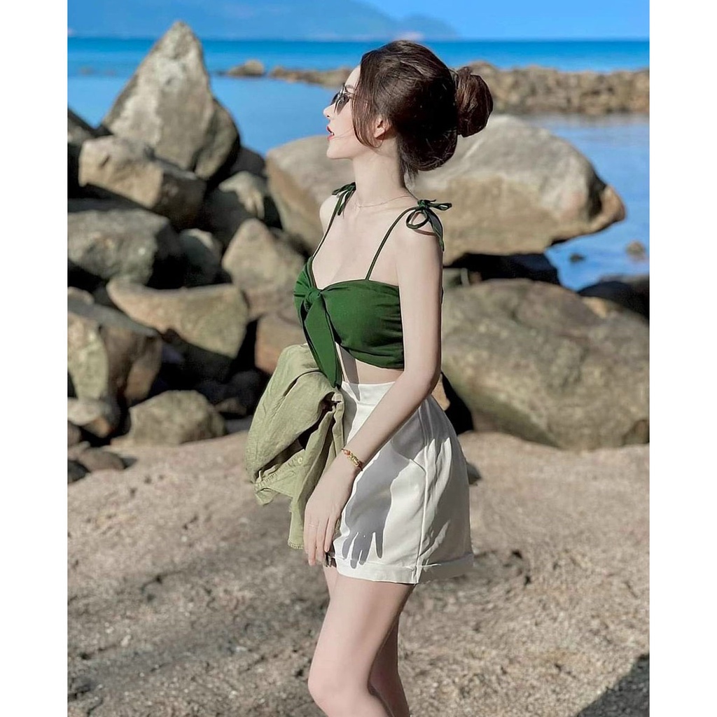 [HCM] Sét 3 Món Áo Trong Cột Nơ Phối Áo Khoác Tơ Xước (Có Mút Ngực ) Thời Trang Nữ Sam Closet Free Size 40-55kg