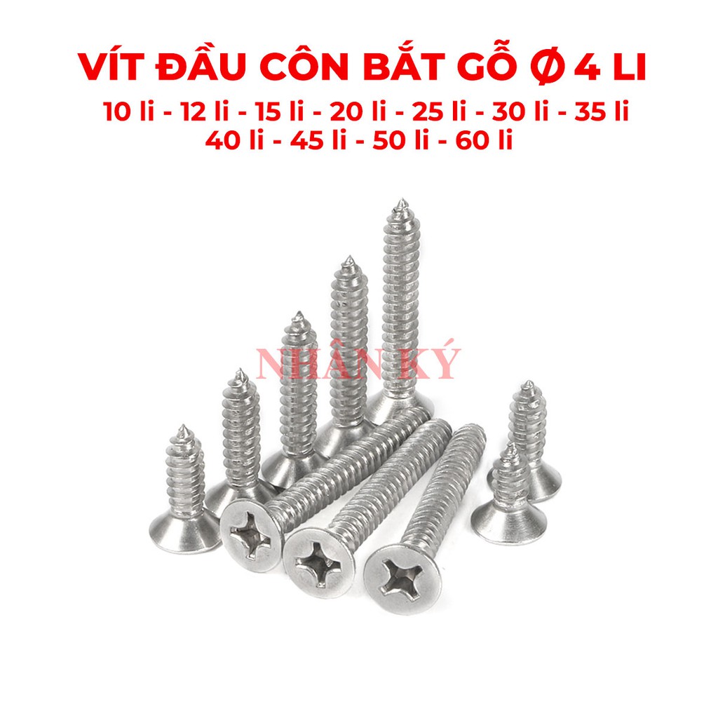 Vít gỗ đầu côn 4 li gói 100 cây chất liệu sắt