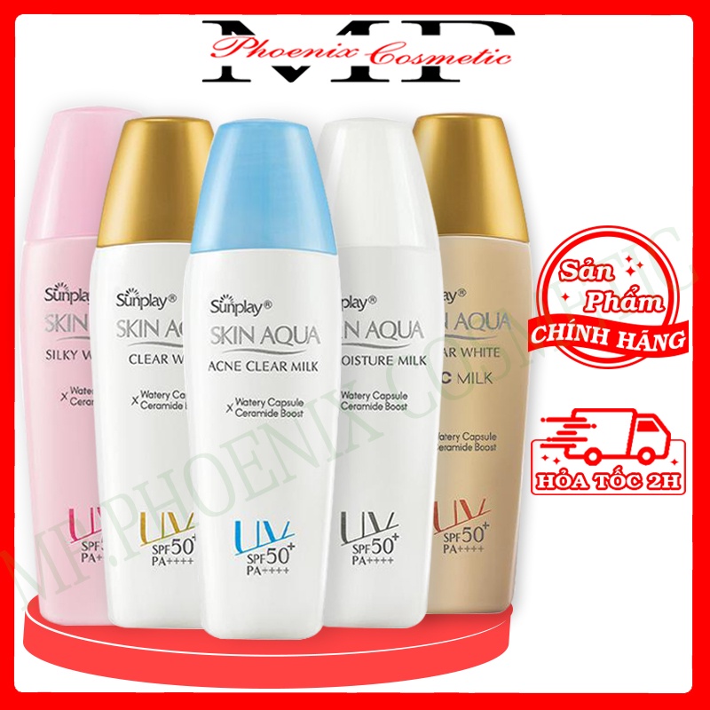 Kem Chống Nắng Sunplay Skin Aqua Da Dầu Mụn,Da Khô Cho Da Mặt,Toàn Thân Kcn Sữa/Gel Nắp Vàng/xanh/hồng/trắng MP.PHOENIX