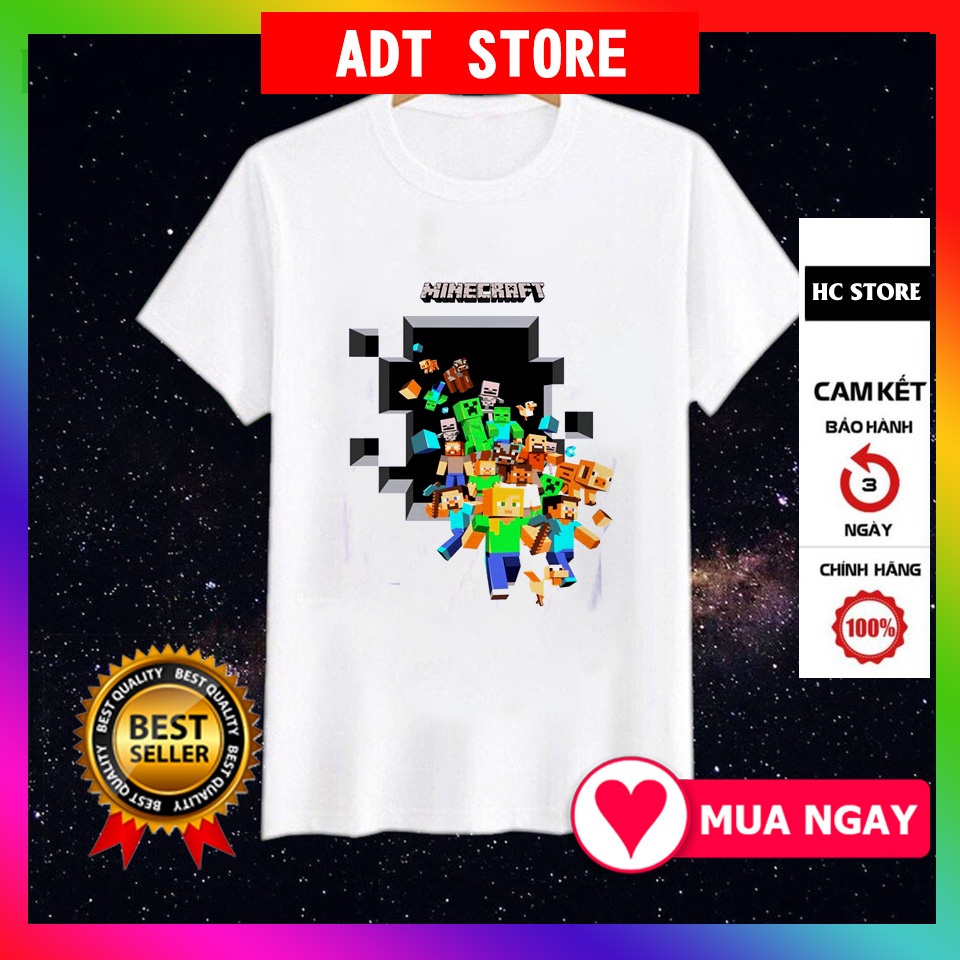 Áo thun tay ngắn in hình nhiều nhân vật trong game Minecraft độc đẹp giá siêu rẻ