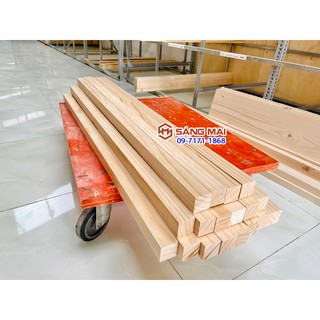 Thanh gỗ thông vuông 4cm x 4cm x dài 120cm + láng mịn 4 mặt