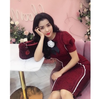 Đầm bố body tay phồng sang trọng