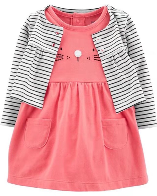 Set váy + áo khoác Caster dư xịn , Size 6M-24m