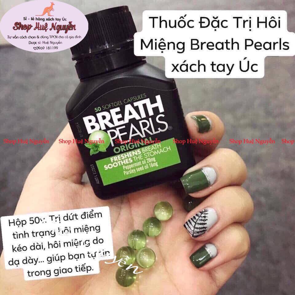 Viên ngậm thơm miệng breath pearls nhập khẩu úc( lọ 50 viên)