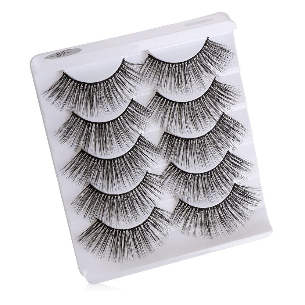 Bộ 5 Cặp Lông Mi Giả SKONHED Có Keo Dán Dày Và Cong 3D Mềm Mại