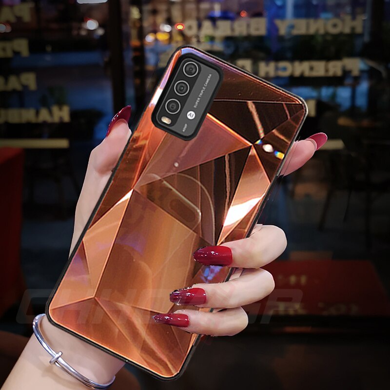 Ốp điện thoại tráng gương họa tiết vân kim cương 3D thời trang sang trọng cho Xiaomi