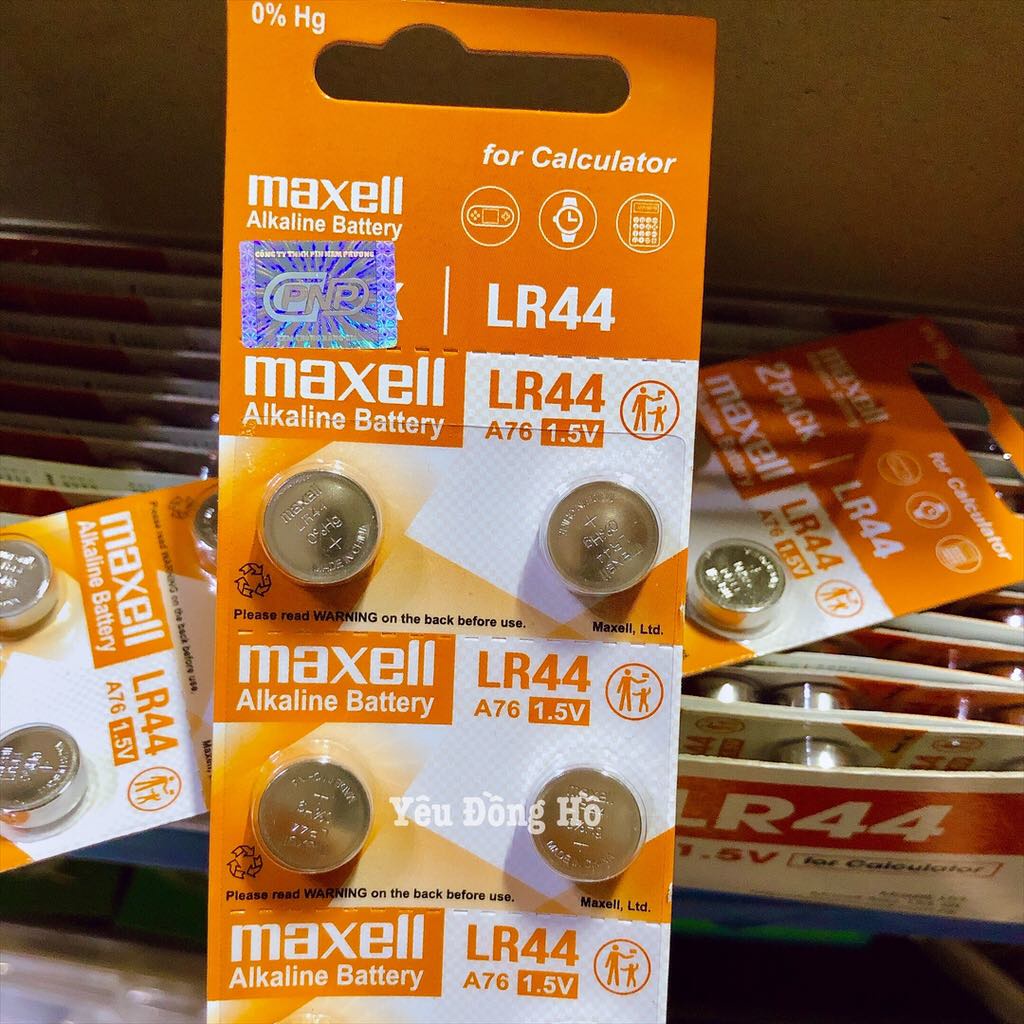 Vỉ 10 viên pin LR44 AG13 357 A76 SR44W chính hãng Maxell