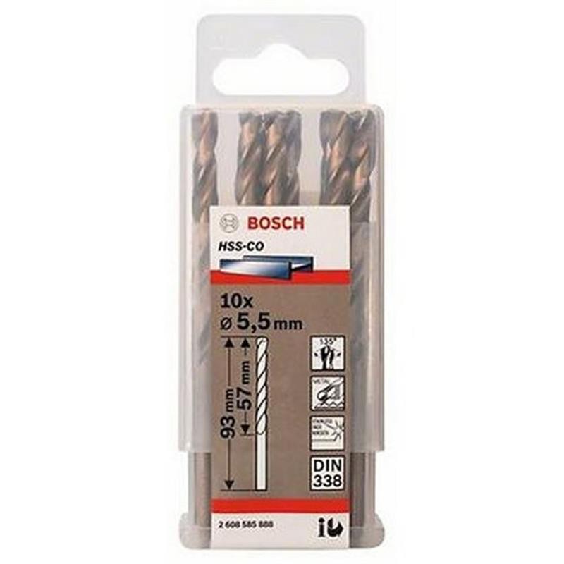 Mũi khoan sắt và inox Bosch HSS-Co (Bộ 10 mũi)