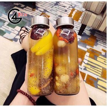 Bình nước thủy tinh 500ml Đựng sữa chua, sinh tố, detox