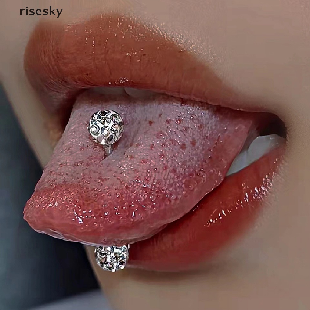 1 Khuyên Lưỡi Bằng Thép Titan Đính Đá Zircon Thời Trang ♨Trên đó