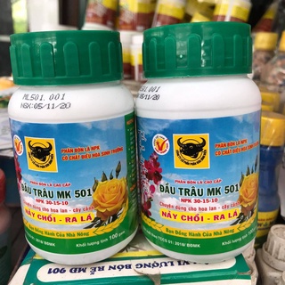 Phân bón Đầu Trâu MK 501 30-15-10 chuyên hoa lan cây cảnh 100gram