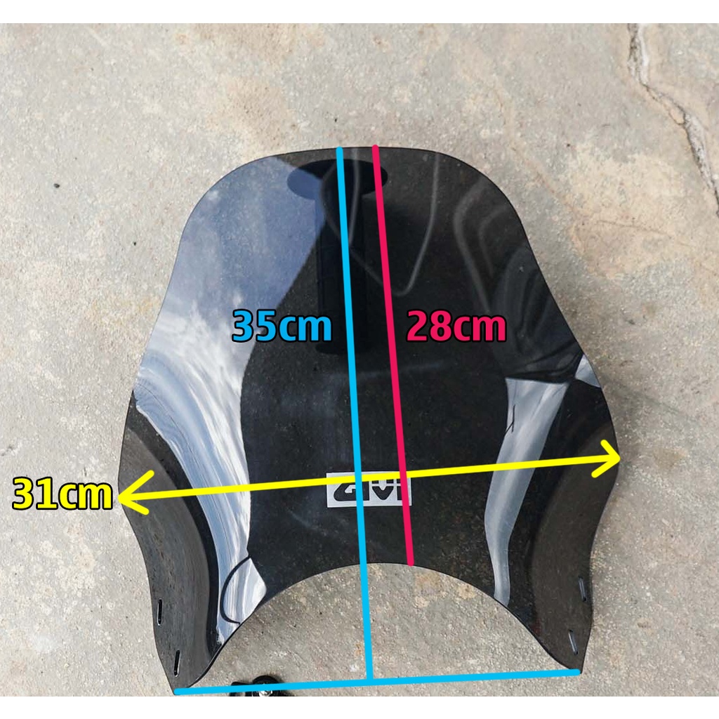 Kính chắn gió xe máy thích hợp cho đèn có đường kính từ 16cm tới 20cm