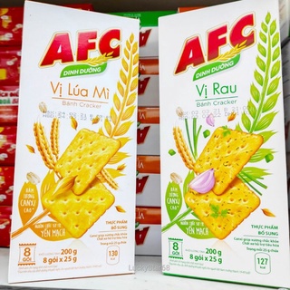 BÁNH CRACKERS AFC MẶN VỊ RAU - LÚA MÌ HỘP 8 GÓI 200G