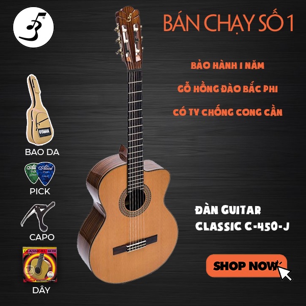 Đàn guitar classic C-450-J Ba Đờn Tặng Kèm Bao Đàn, Tuner, Pick