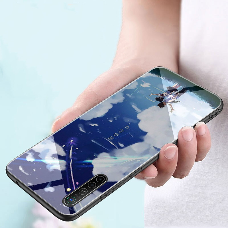 Ốp Lưng Mặt Kính Cường Lực In Hình Phim Your Name Cho Realme C3 3 5 5i 5s 6 6i X2 Xt K5 Pro