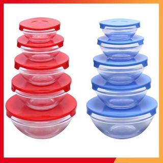 Bộ 5 bát thủy tinh kèm nắp nhưa để tủ lạnh (Tổng kho gia dụng giá tốt)