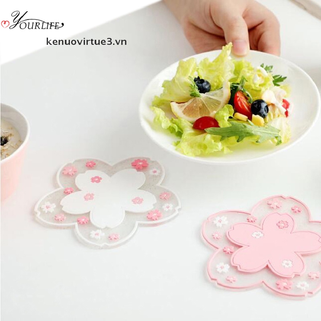 Miếng Lót Ly Chống Trượt Họa Tiết Hoa Anh Đào Xinh Xắn