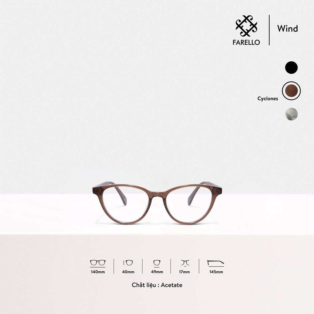Gọng kính nữ cao cấp FARELLO Wind mắt mèo Acetate thiết kế tinh tế màu sắc thời trang