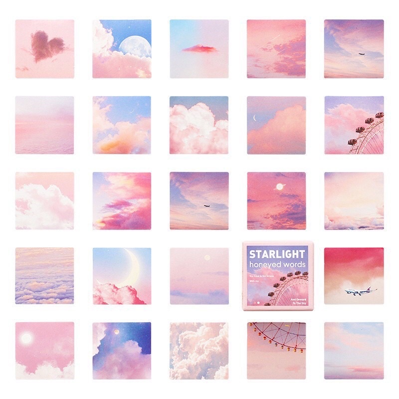 Sticker hình dán bầu trời màu hồng Starlight