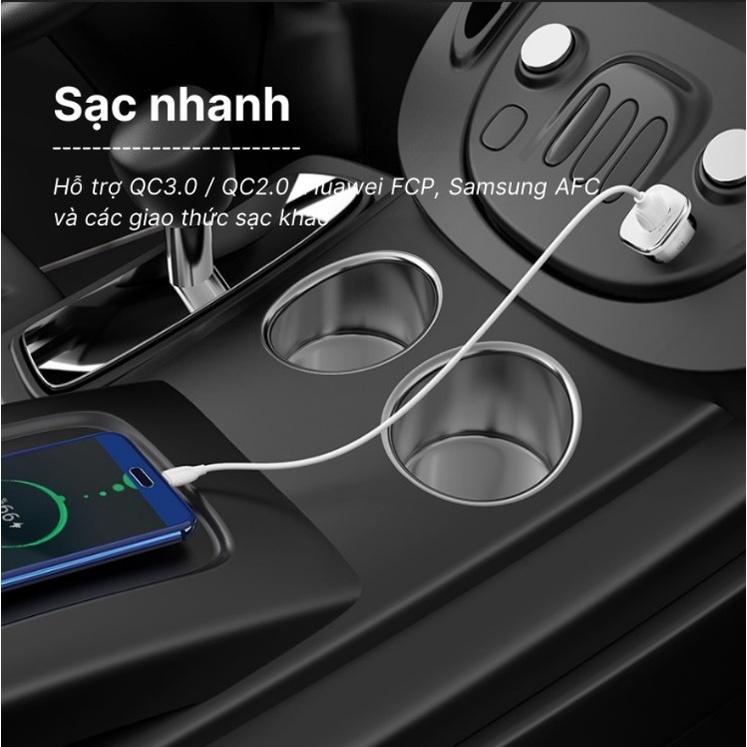 Tẩu sạc ô tô Borofone BZ12A QC3.0 - Sạc nhanh