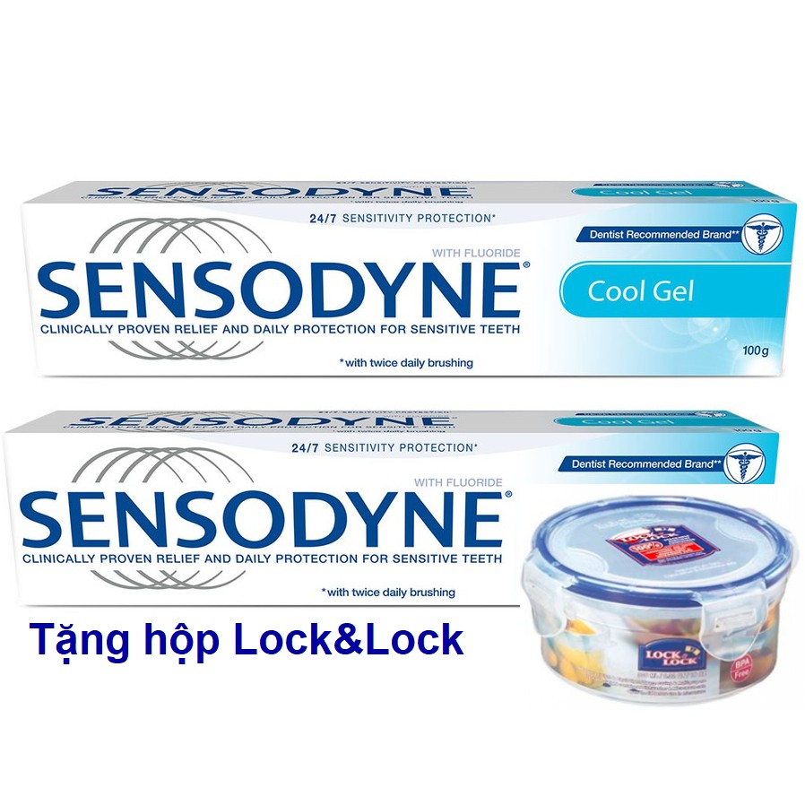 [Mã FMCGMALL giảm 8% đơn từ 250K] Combo 2 Kem đánh răng Sensodyne Cool Gel 100g/tuýp, tặng Hộp Lock& Lock 500ml