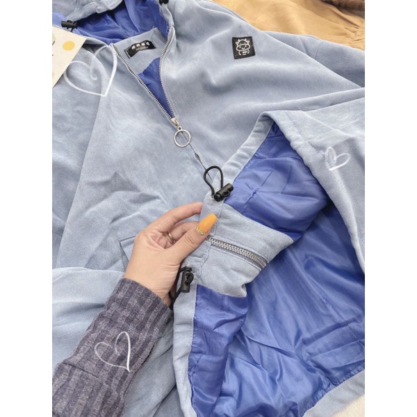 Áo Khoác Da Lộn Tay Bí 2 Lớp Quảng Châu Thêu Logo [ Ảnh Thật + Video] Form Unisex Nam Nữ