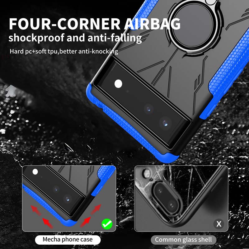 Ốp Điện Thoại PC + TPU Silicon Từ Tính Có Giá Đỡ Cho Google Pixel 6 / Pixel 6 Pro 6A