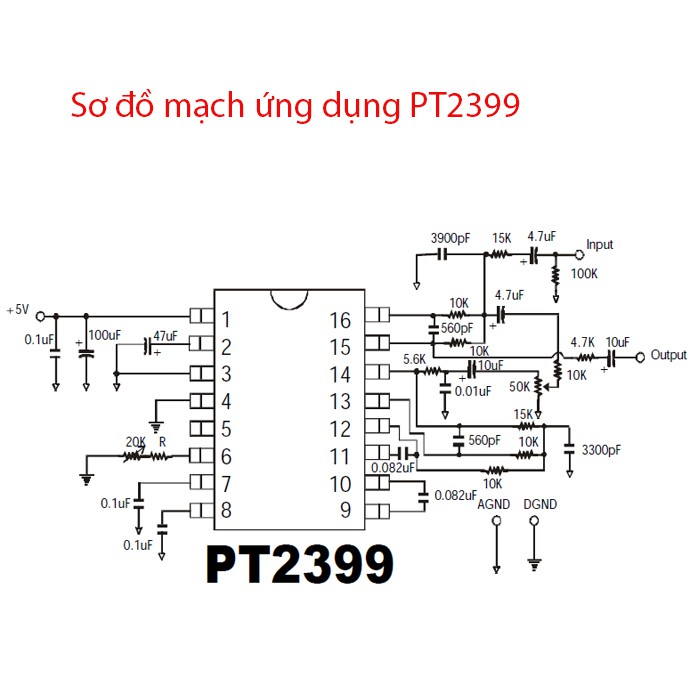 IC PT2399 2399 Dip16 - IC tạo vang ECHO