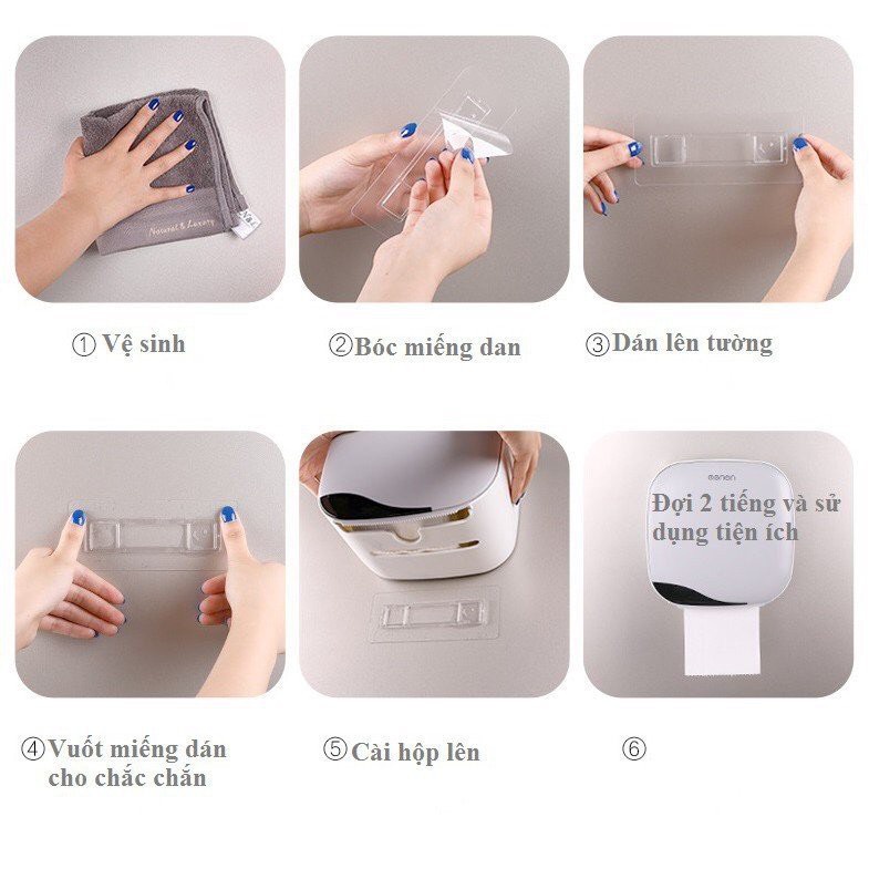 Hộp Giấy Vệ Sinh Nhà Tắm Dán Tường Chống Nước Kèm Miếng Dán Cao Cấp, Hộp Đựng Giấy Vệ Sinh 2 Ngăn