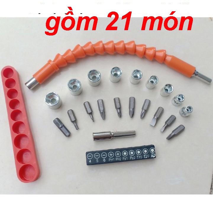Bộ Phụ Kiện Vặn Vít đa năng .Bộ phụ kiện máy khoan gồm 21 món, bắn góc, bắn vít, bắn bulong đa năng