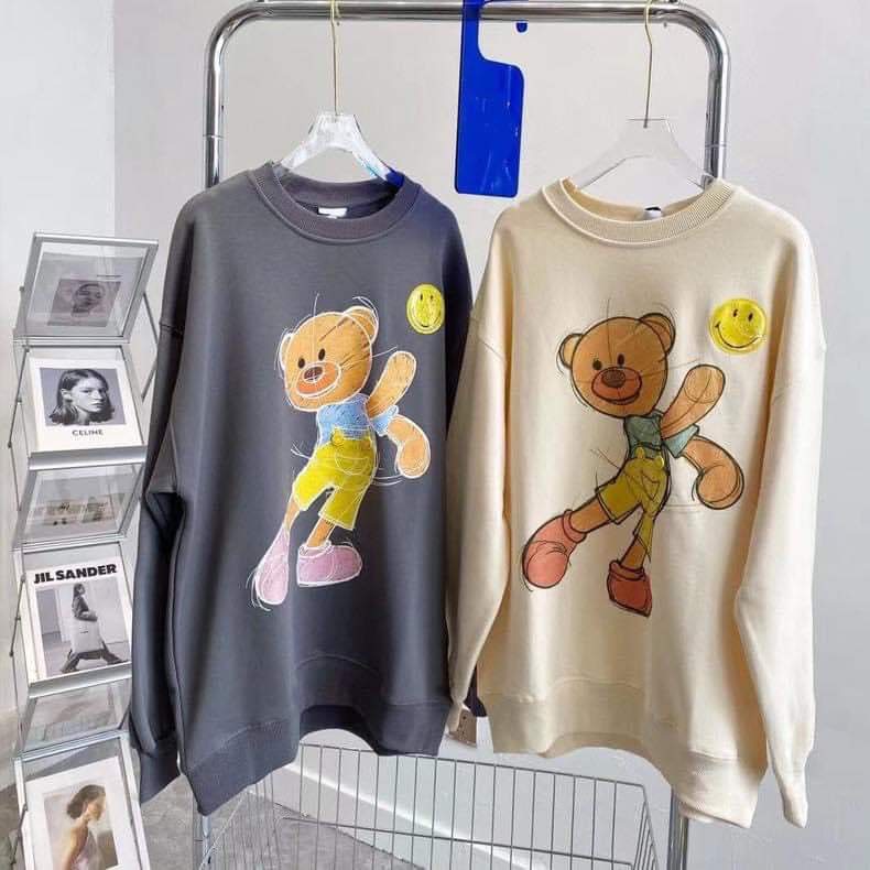 Áo Sweater nỉ fom rộng gấu ném bóng 2 màu phong cách Unisex siêu xinh - TC45