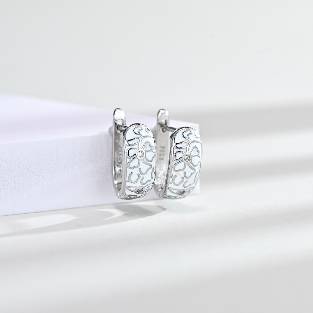 Bộ Khuyên Tai / Vòng Cổ / Nhẫn Mặt Hoa Đính Đá Mã Não Màu Trắng Phong Cách Âu Mỹ Cổ Điển-2664