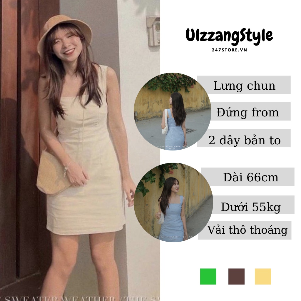 Váy hai dây minidress quai bản to lưng chun (Ảnh thật) 3001Vayhaidaylungchun