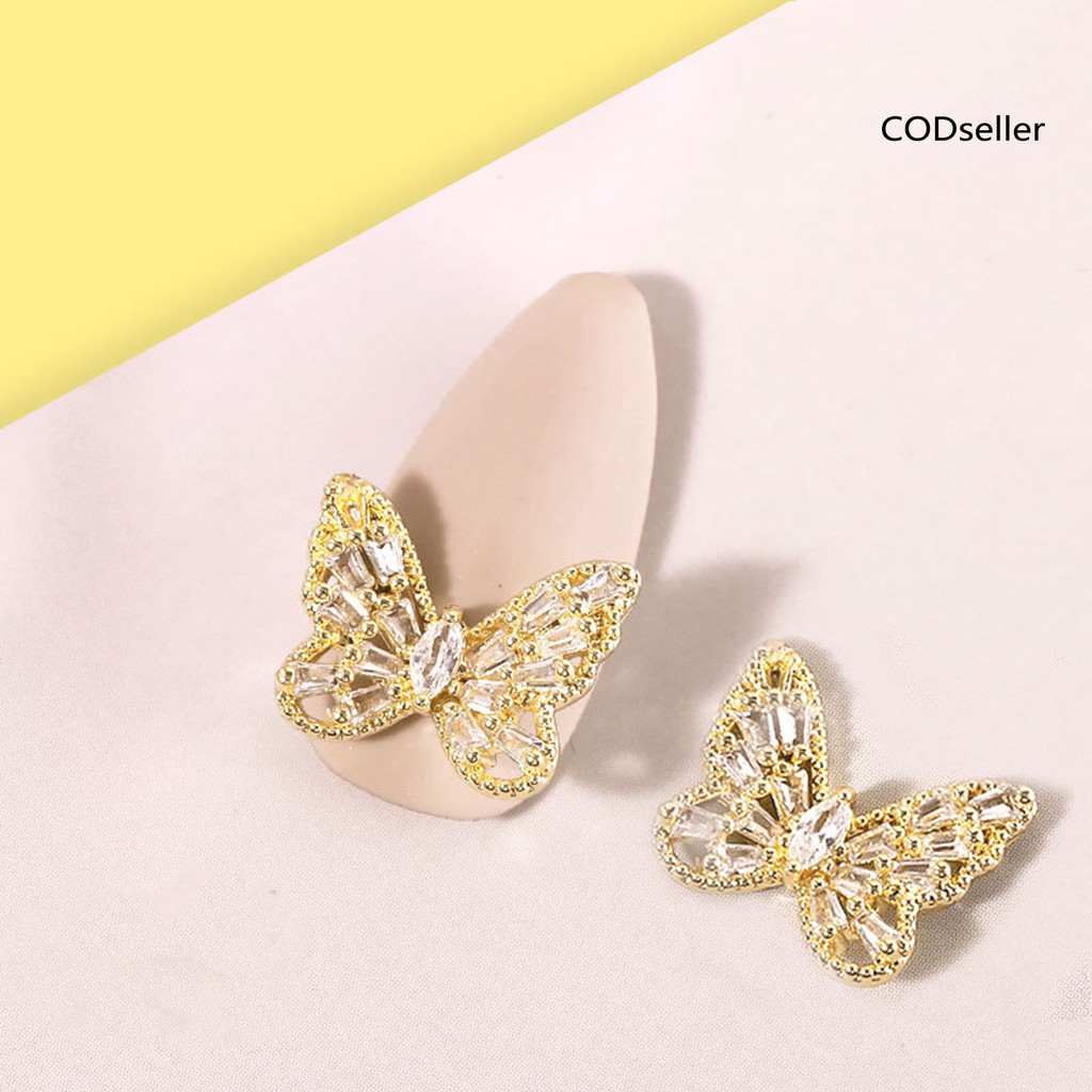 2 Sequin Kim Cương Giả Hình Bướm Mini Trang Trí Móng Nghệ Thuật Diy