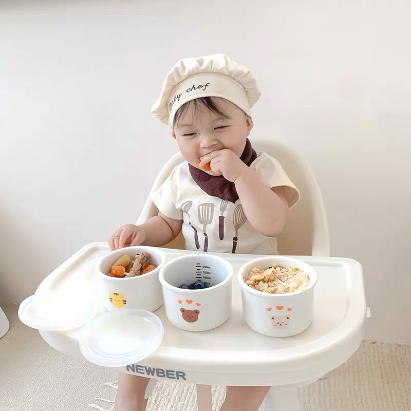 Bát sứ ăn dặm - Hủ sứ đựng đồ ăn dặm theo phong cách Hàn quốc cho bé 200ml Littletiger